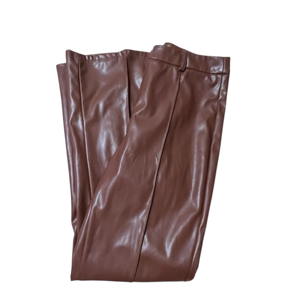 SHEIN Brown Faux Leather Flare Pants - Picture 5 of 8